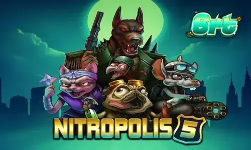 Tampilan layar permainan slot Nitropolis 5 dengan tema perang klan